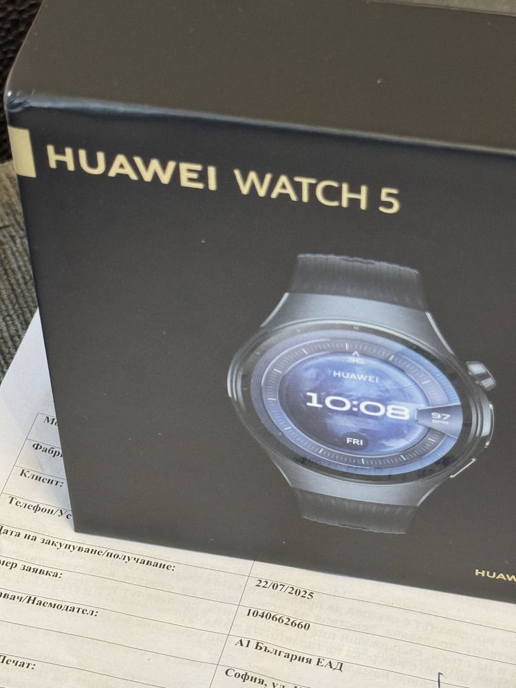 КАТО НОВ 46mm Huawei Watch 5 Гаранция A1 до 2027 г. Black