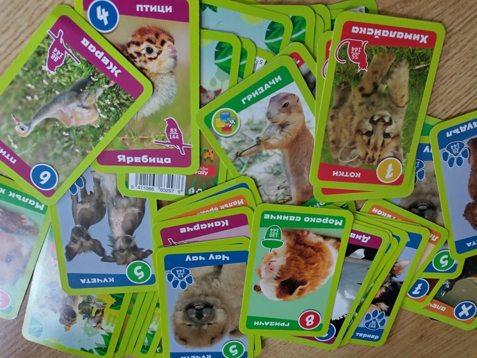 Комплект детски  образователни карти с животни