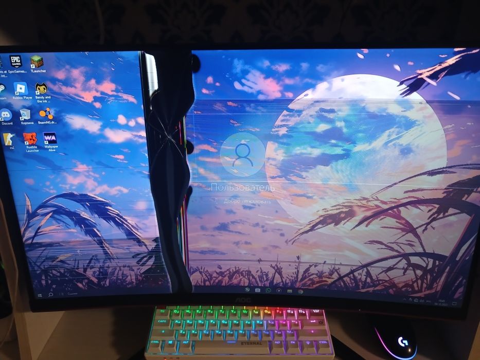 Монитор AOC сломаный