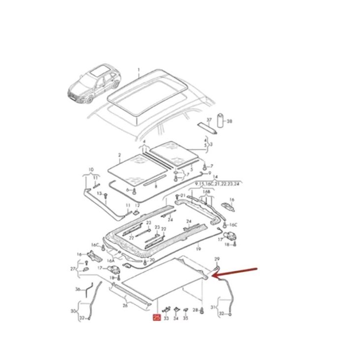 Щора за панорамен таван на AUDI Q5 VW SKODA SEAT 1K9877307B Черен