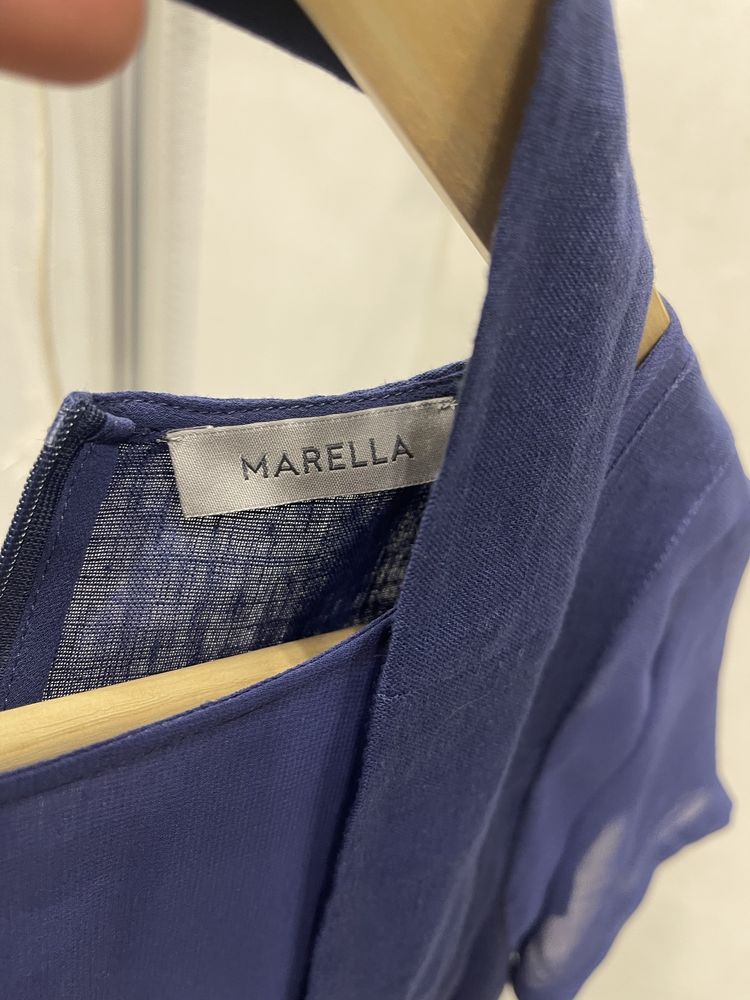 льняное платье Marella темно синего цвета летнее