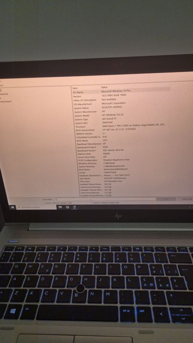 Laptop HP AMD ryzen 7 pro