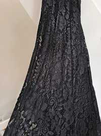 Официална черна дантелена рокля тип русалка