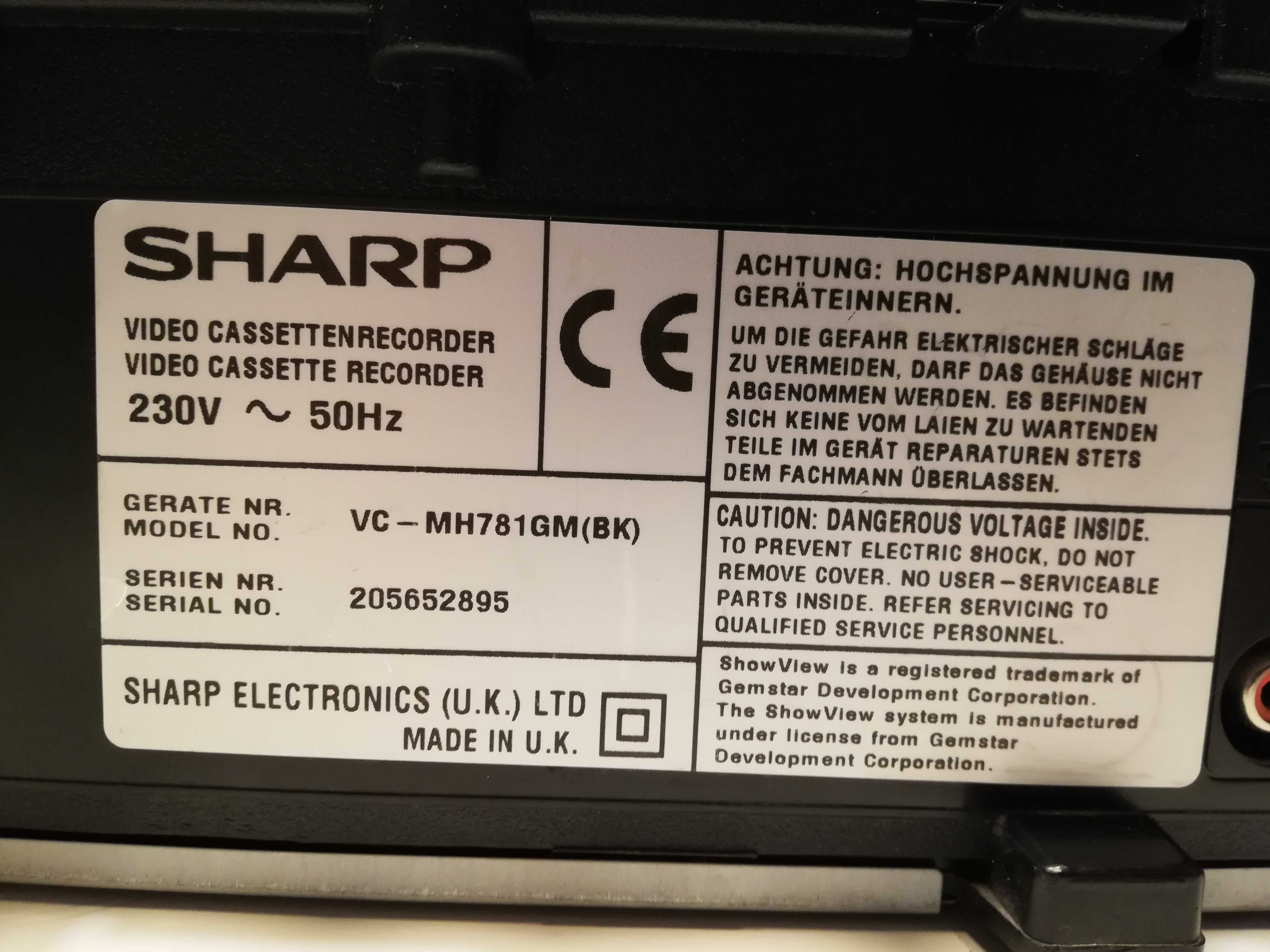 Video Cassette Recorder SHARP VC-MH781GM - VHS/Impecabil/UK/Telecom