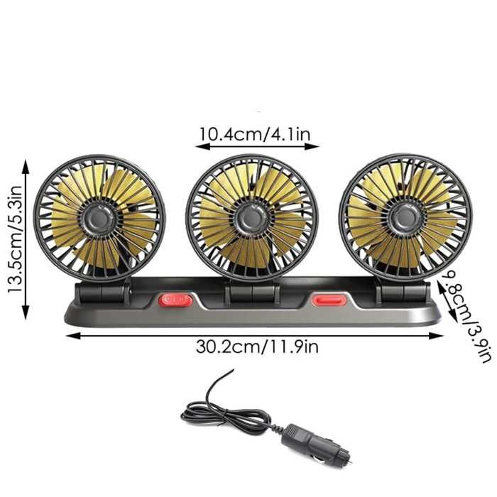 Троен вентилатор 12V за автомобили, бусове Вентилатор с 3 перки 12V