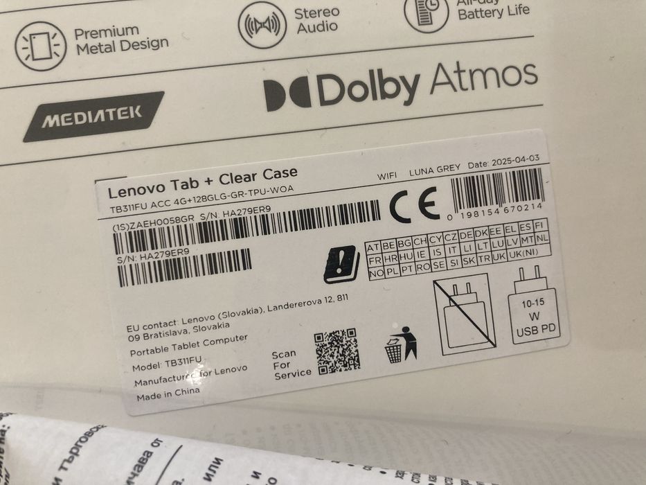 Lenovo tap+clear Case TB311FU таблет