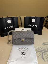 Geanta Chanel 26cm Piele caviar Gri Full Box/Punga Chanel