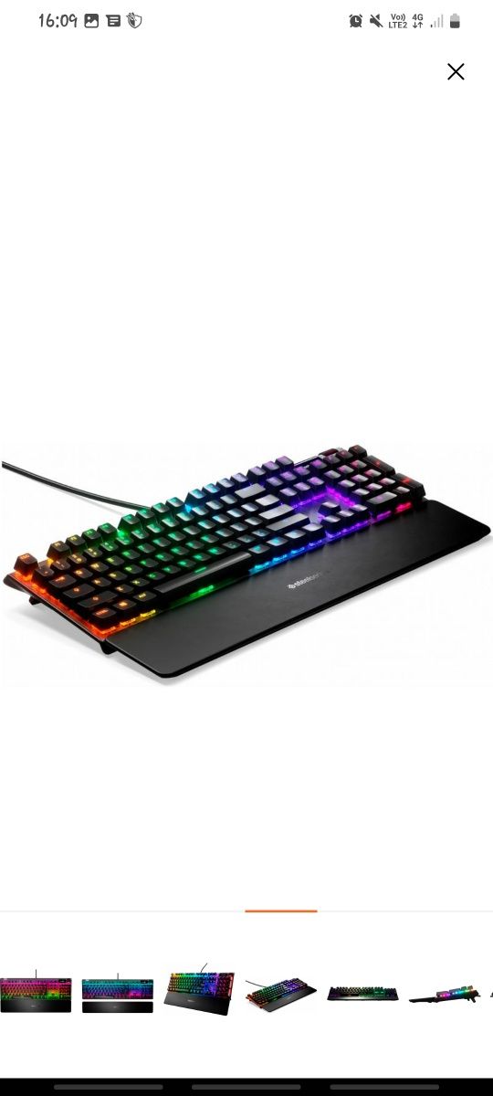 Клавиатура игровая проводная USB SteelSeries Apex 7 RGB, QX2 Blue
