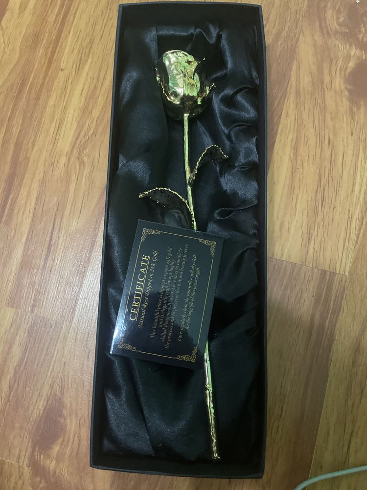 Trandafir placat cu aur 24k cu certificat
