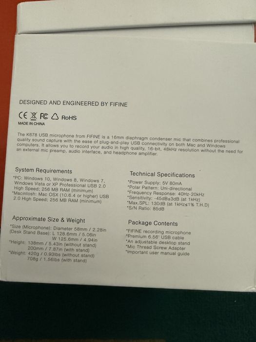 Продам микрофон новый fifine  K678
