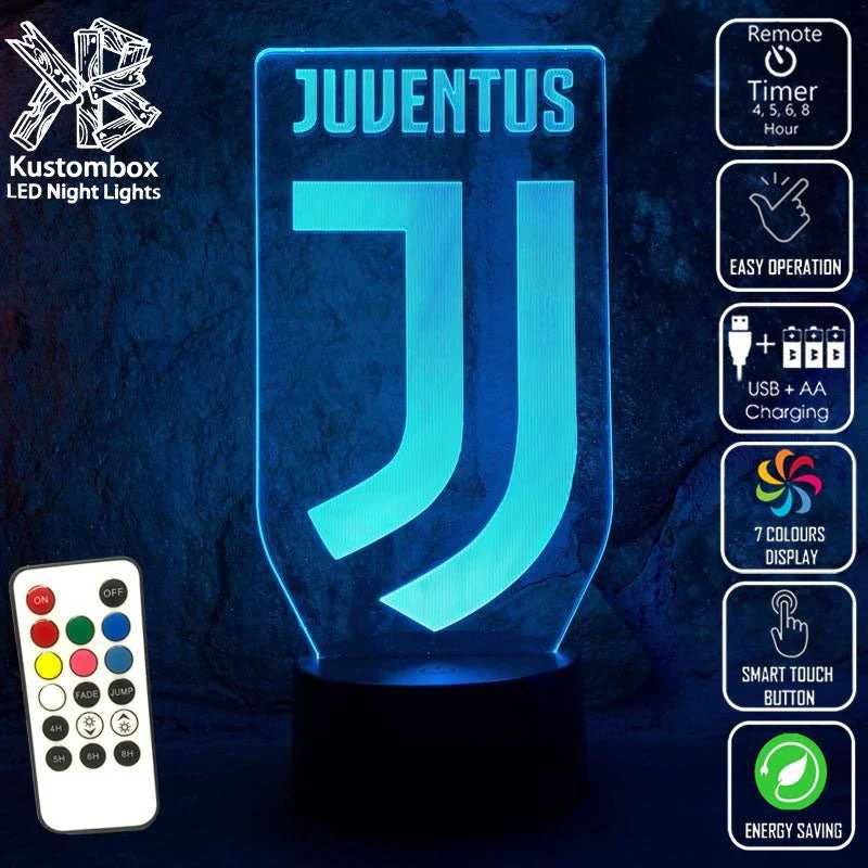 3D LED нощна лампа на футболен клуб ЮВЕНТУС