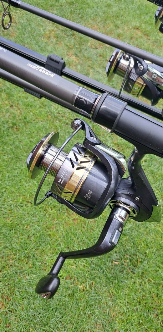 Set Pescuit,3 Lansete 3,90m,3,75 LBS+3 Mulinete 12.000+Rod Pod+Senzori