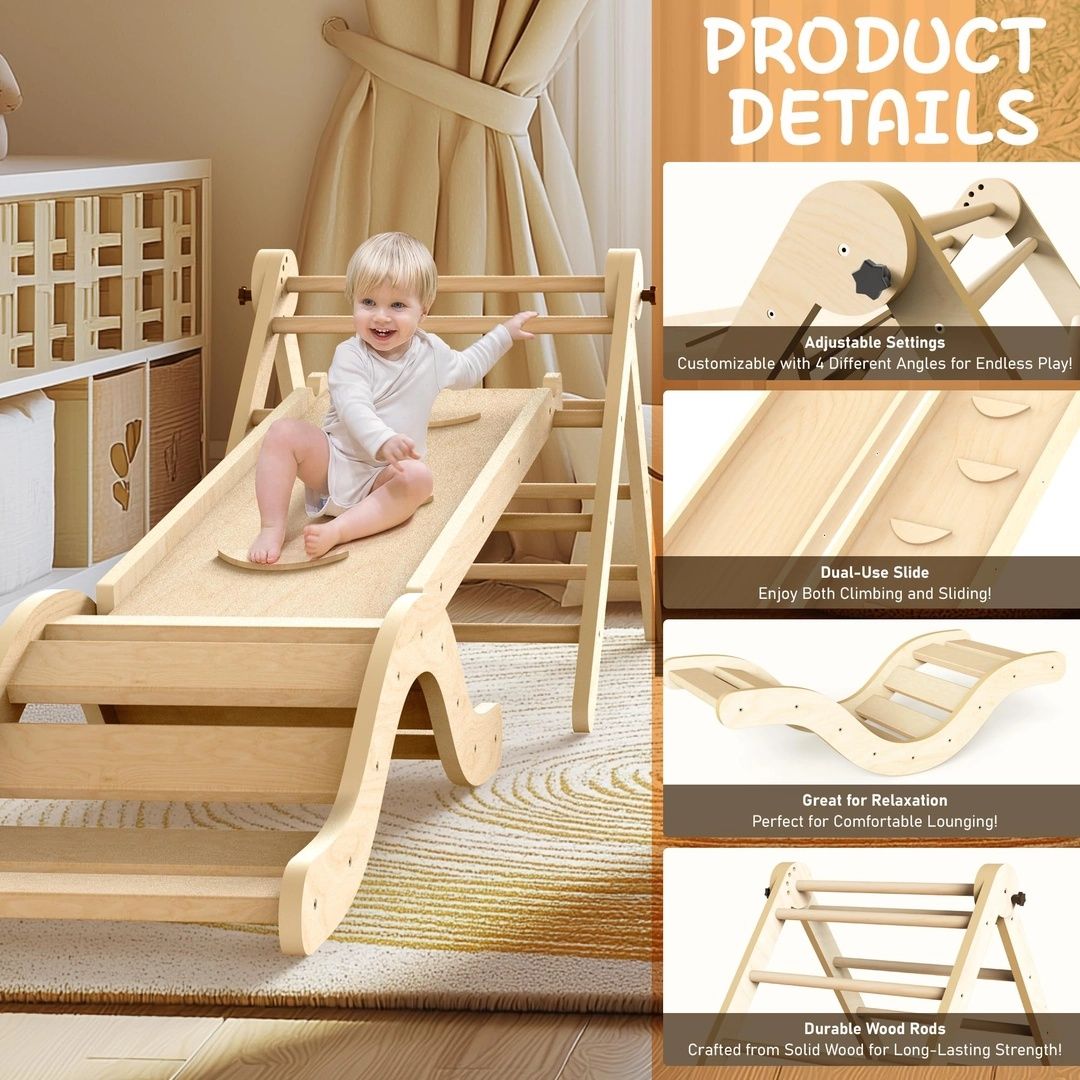 Montessori Indoor Playset: 7-in-1 Set Pikler Set Catarat Copii 1-3ani