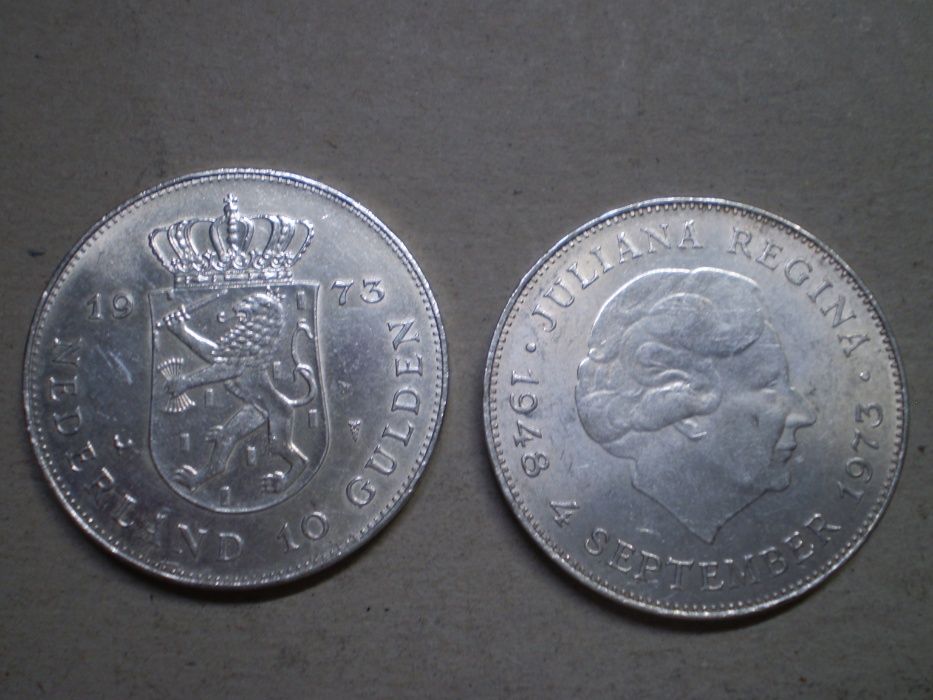 Monedă argint 10 gulden 1973
