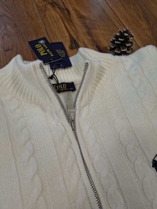 Pulover clasic, half Zipper, cable knit, RL