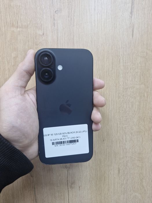 Iphone 16 128 gb 92% black pintel kz munaily