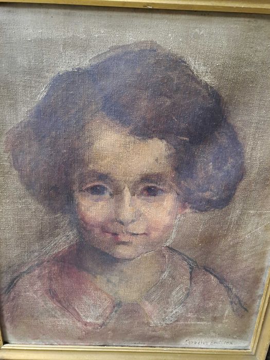 tablou vechi pictura pe panza 36/42 cm semnat Cornelia Emilian