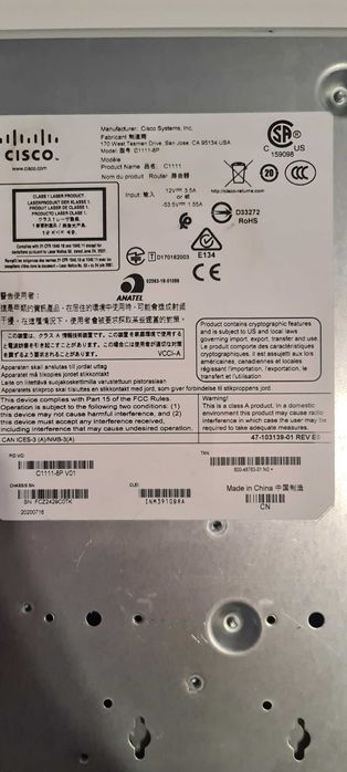 Router Cisco C1111-8P 8-Port Dual WAN Gigabit Ethernet - PoE