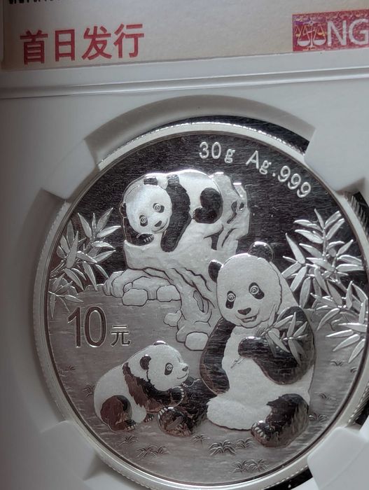 Moneda 30g argint 999 Panda 2025 - gradata NGC MS 70