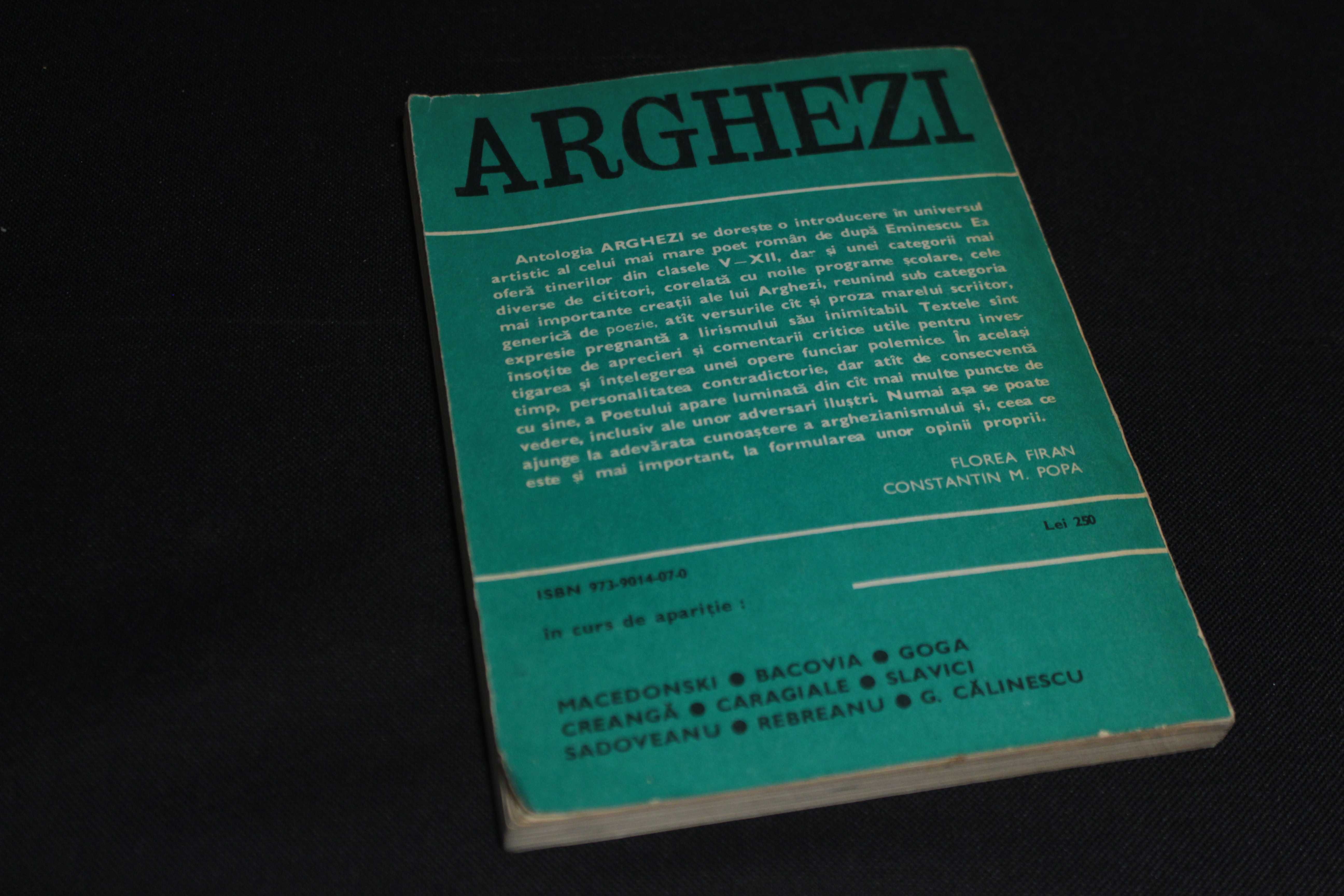 Rebreanu,Slavici/Arghezi/Macedonski,Bacovia Antologie scolara