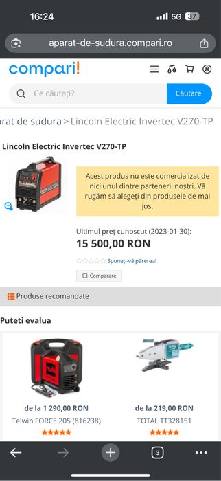 Aparat de sudura Tig DC/ MMA Lincoln Invertec V270 T Pulse / 380v/270a