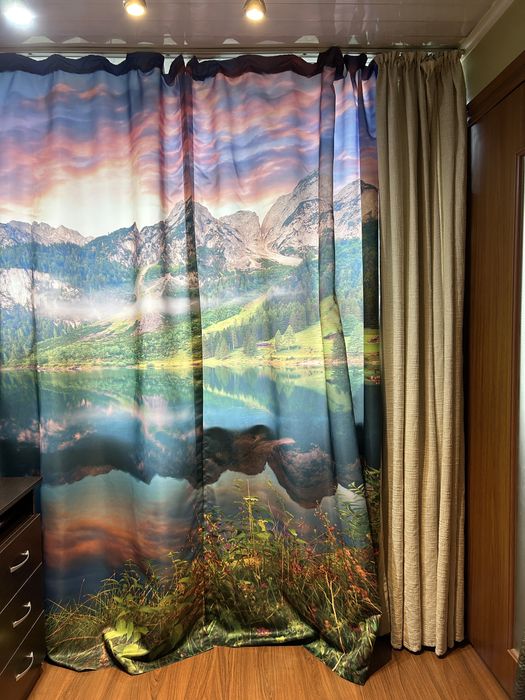 3D шторы с принтом природа.  оконные шторы для спальни