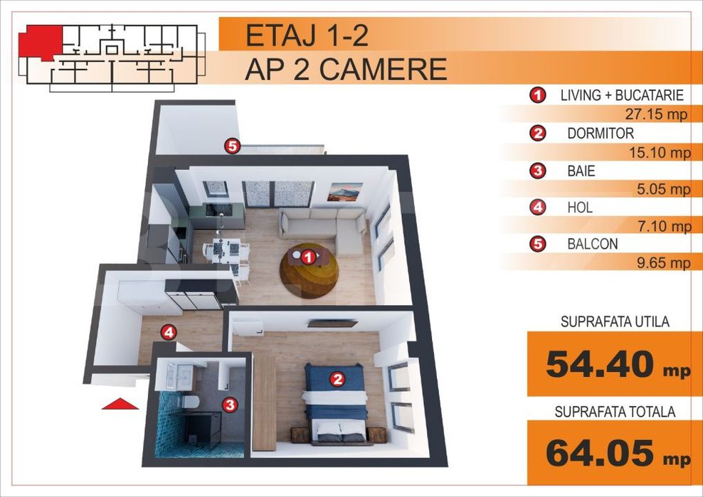 Comision 0%! Apartament 2 camere, EXCLUSIV in Blitz, zona Imparatul Tr