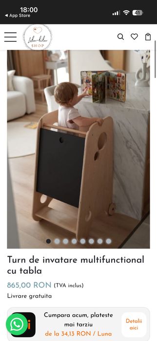 Turn de invatare multifunctional cu tabla montessori