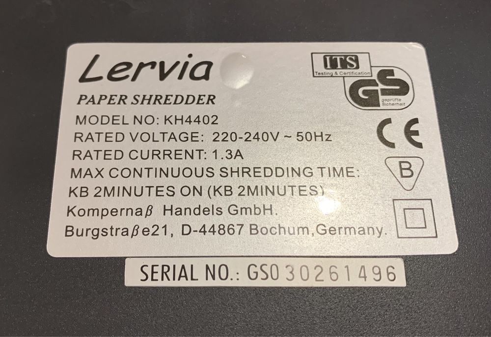 Distrugator documente Paper Shredder automat Lervia Germania