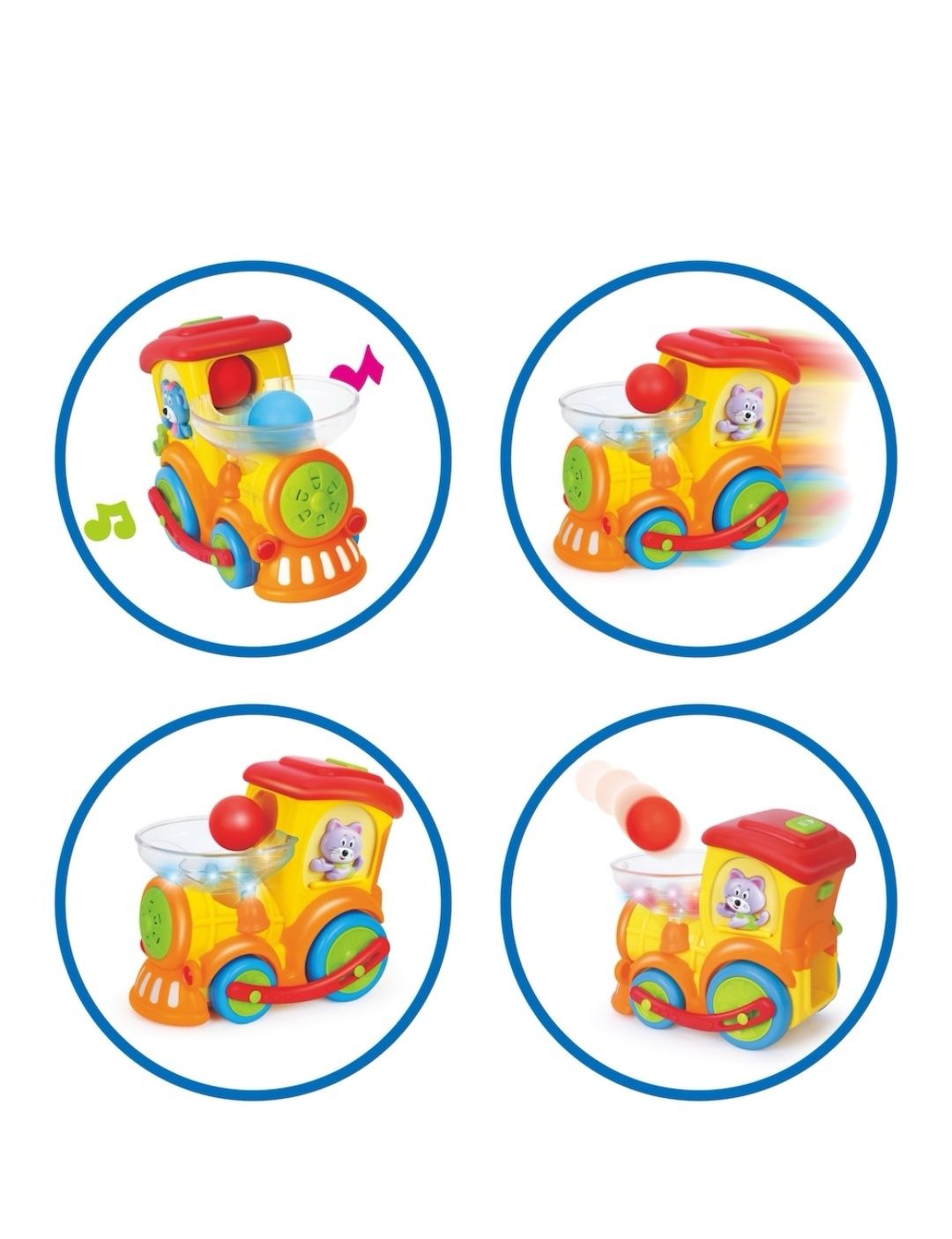 Locomotivă/ trenuleț cu bile, sunete și lumini, Hola Toys