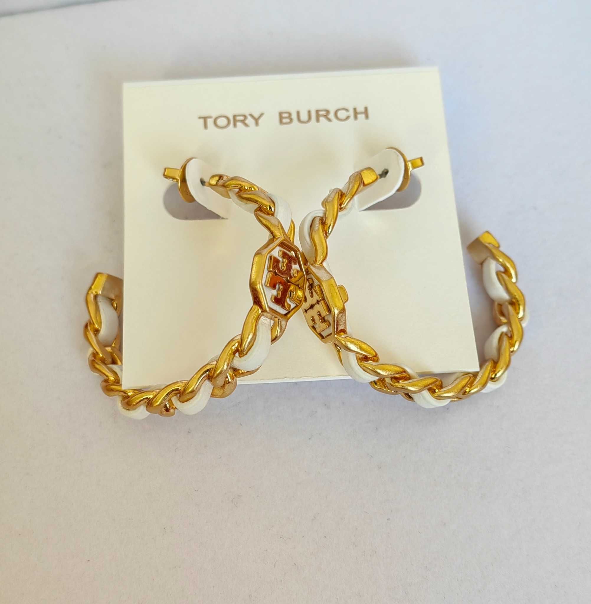 Обеци Tory Burch - Kira enamel hoop earrings