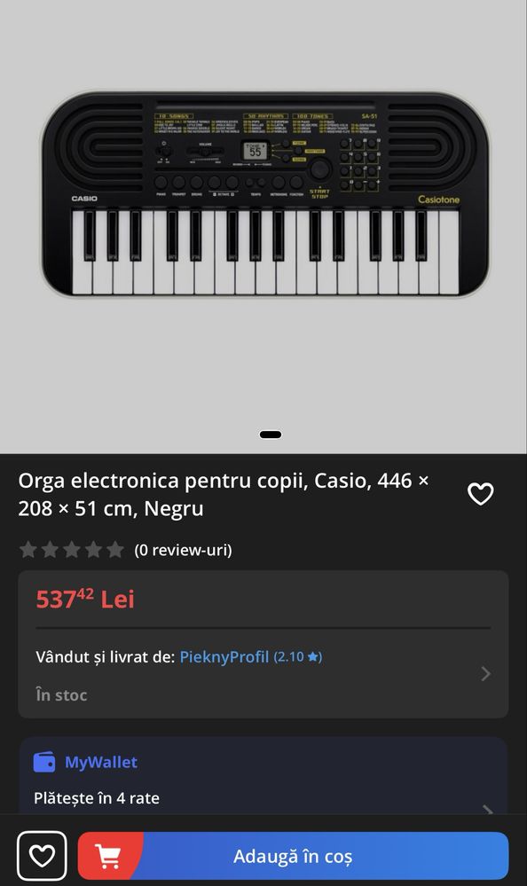 Orga Electronica pt Copii CASIO SA-47 (Pret Emag 537lei)