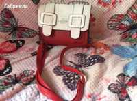 Бяла/червена дамска чанта