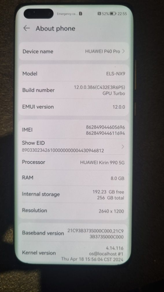 Huawei P40 Pro 5G, 256 GB + кутия, силиконов гръб и зарядно