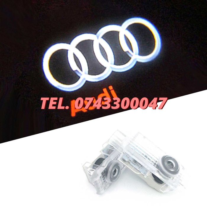 Set Lampi Led Holograme Proiectoare Logo Portiera Audi A3 A4 A5 A6 Q3