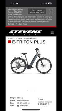 Vand bicicleta electrica stevens. E_ triton e plus 2021