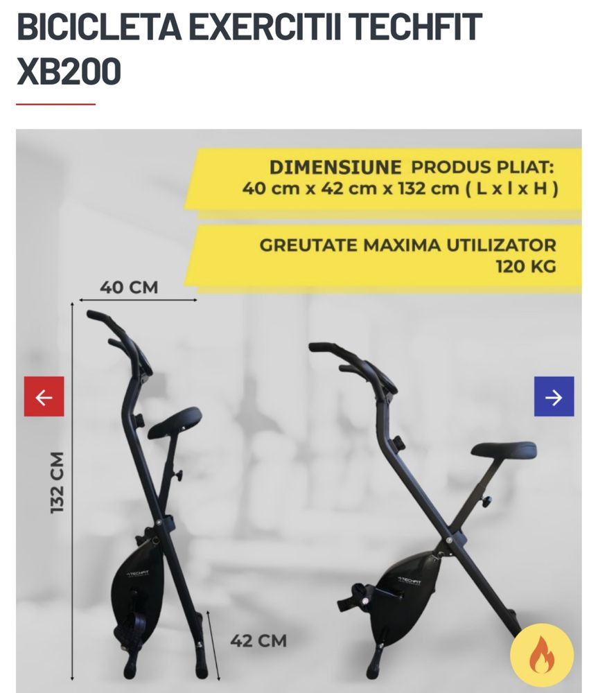 Bicicleta exercitii Techfit XB200 pliabila