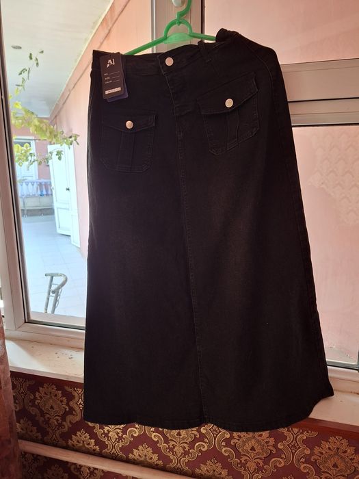 Юбка джинсовка, чёрная, Турецкая. 44. 46 размер.