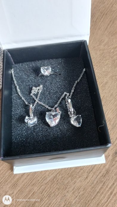 Set bijuterii femei, colier si cercei si inel, S925