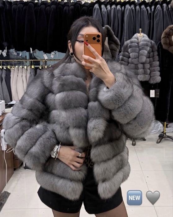 НОВАЯ шуба натуральный песец оверсайз