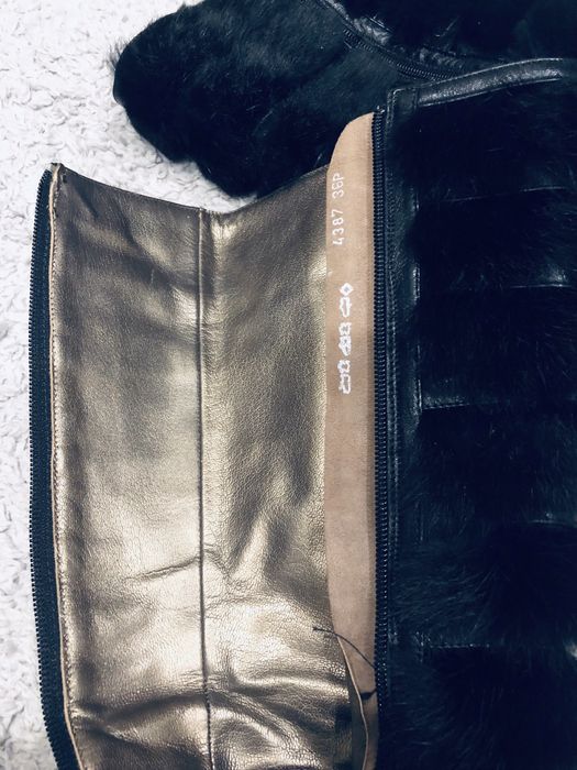 Cizme cu toc/ piele si blanita naturala