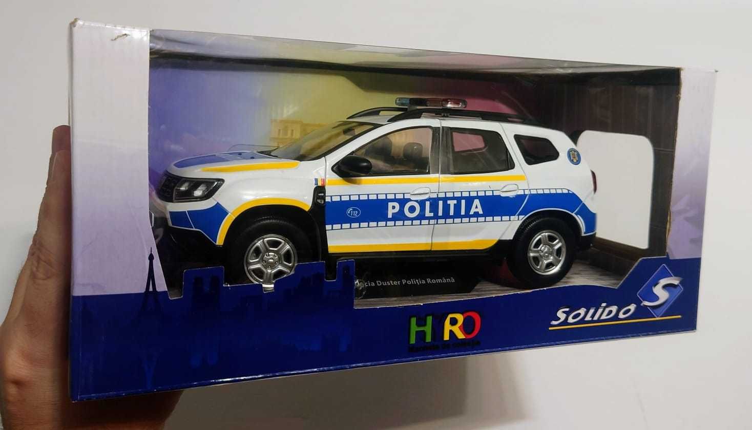 Macheta Dacia Duster Politia Romana 2021 1/18 Solido & Hyro Ed. Lim.