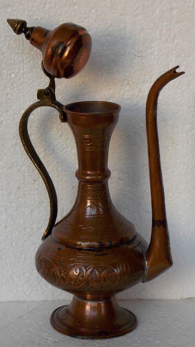 vas vechi 28 cm cupru bronz lucrat manual antichitati arta statueta