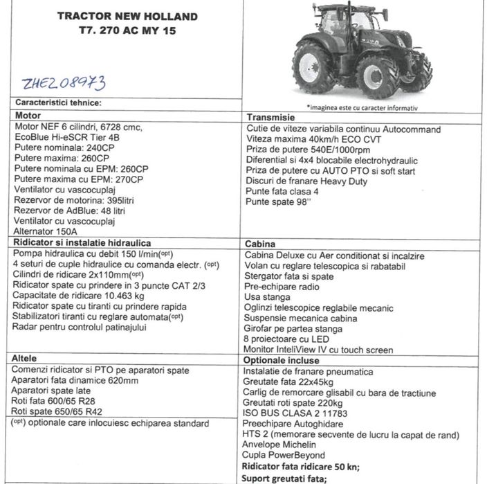 Tractor New Holland T7 270