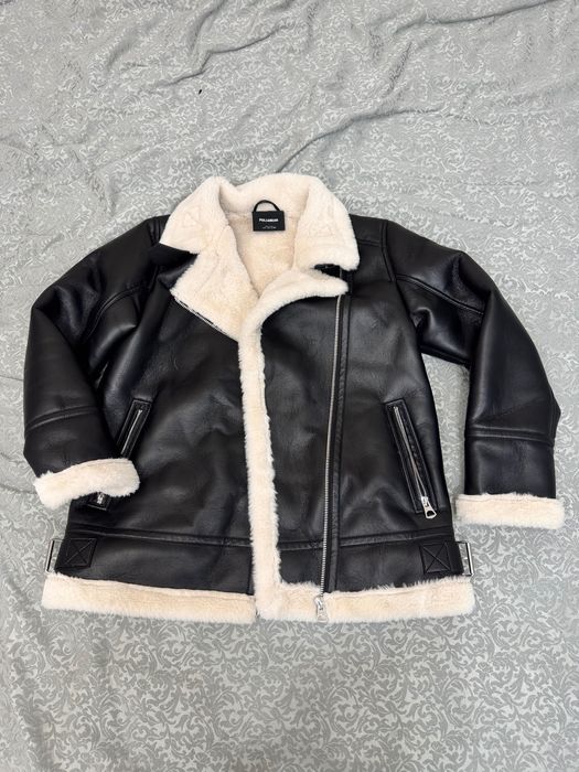 Черная дубленка с мехом