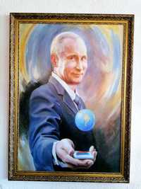 Репродукция портрет на Владимир Путин ръчно нанесен релеф