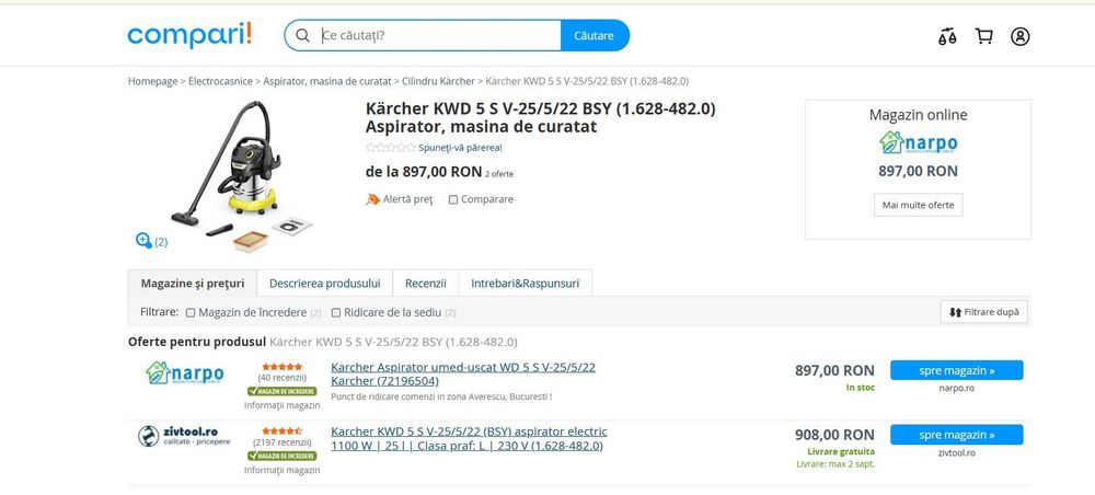 Aspirator pentru lichide și praf Kärcher WD 5S V-25/5/22