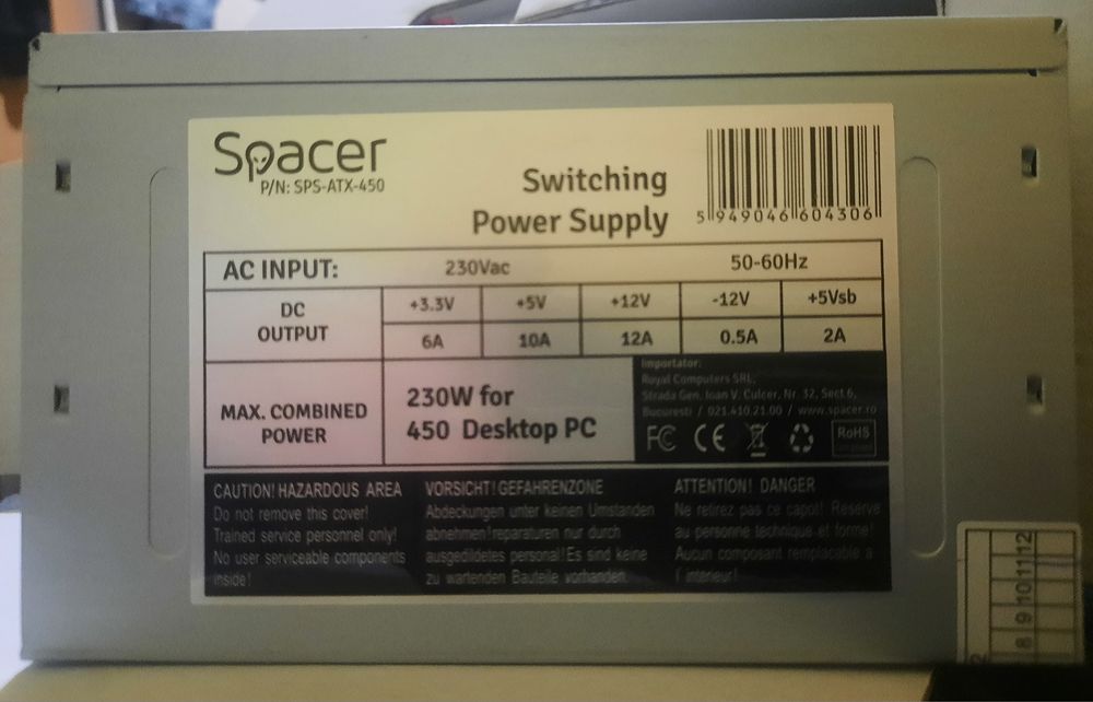 Sursa calculator noua Spacer  SPS-ATX-450