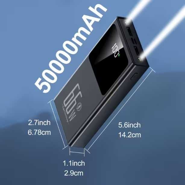 Baterie externa, incarcare super rapida, 66kW, 50000mAh cu lanterna