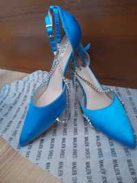 Обувки на ток тип Stiletto - сини